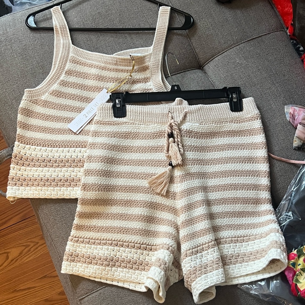 NWT Revolve House of Harlow Striped Knit Tank & Short Set, size XS